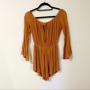 Windsor Burnt Orange Off The Shoulder Bell Sleeve Romper